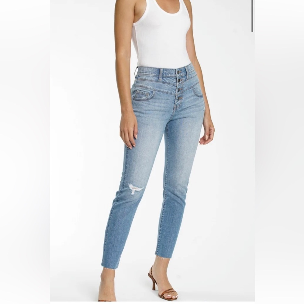 Pistola Felix High Rise Double Yoke Mom Jeans Light Exposed Button Fly Sz 27 - Picture 14 of 14